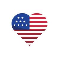 Heart with american flag colors and symbol vector