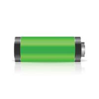 3D realistic fully green battery with shadow vector