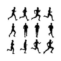 set of isolated running man silhouettes vector