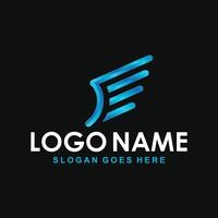 luxury shiny blue wing abstract logo vector