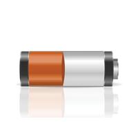 3D realistic orange battery with shadow vector