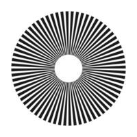 Rays, beams element. Sunburst, starburst shape on white. Radiating, radial, merging lines. Abstract circular geometric shape vector