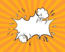 Comic Blank Speech Bubble With Copy Space Over Color Background Design. Empty Template In Explosion Framework Representing Advertisement And Promoting Business vector