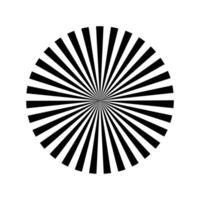 Rays, beams element. Sunburst, starburst shape on white. Radiating, radial, merging lines. Abstract circular geometric shape vector