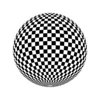 Checkered globe in black and white. 3D chess sphere vector