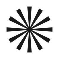 Rays, beams element. Sunburst, starburst shape on white. Radiating, radial, merging lines. Abstract circular geometric shape vector