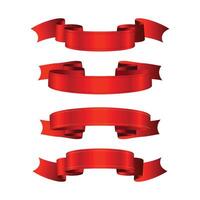 Set of decorative red ribbon banners isolated on white, Red Bow With Ribbons Set, With Gradient Mesh, Red ribbons vector
