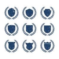 Grunge Shields with laurel wreath collection. Can be used as Banners, Insignias or Badges vector