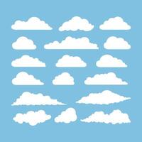 Set of cartoon cloud in a flat design. White cloud collection vector