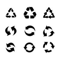 Set of recycle icon symbol . Recycling and rotation arrow icon pack. Ecology, cleanliness and recycling symbol. vector