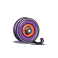 a purple and orange reel with a black handle vector