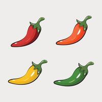Four Type of Chilli Pepper vector