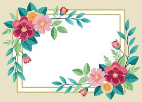 Rectangular watercolor flowers Frame Design for program card vector