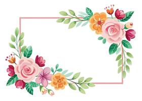 Rectangular watercolor flowers Frame Design for program card vector