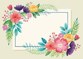 Rectangular watercolor flowers Frame Design for program card vector