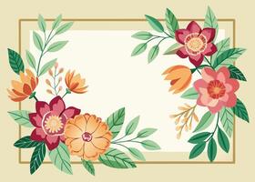 Rectangular watercolor flowers Frame Design for program card vector