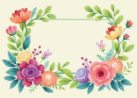 Rectangular watercolor flowers Frame Design for program card vector