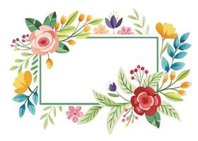 Rectangular watercolor flowers Frame Design for program card vector