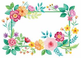Rectangular watercolor flowers Frame Design for program card vector