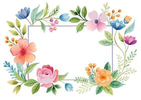 Rectangular watercolor flowers Frame Design for program card vector