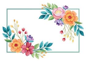 Rectangular watercolor flowers Frame Design for program card vector
