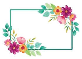 Rectangular watercolor flowers Frame Design for program card vector