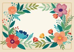 Rectangular watercolor flowers Frame Design for program card vector