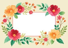 Rectangular watercolor flowers Frame Design for program card vector