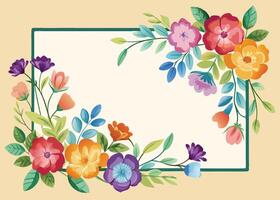 Rectangular watercolor flowers Frame Design for program card vector