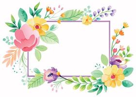 Rectangular watercolor flowers Frame Design for program card vector