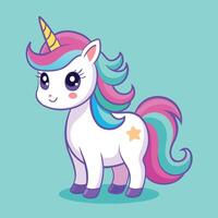 Adorable Rainbow Unicorn character in cartoon style for children vector