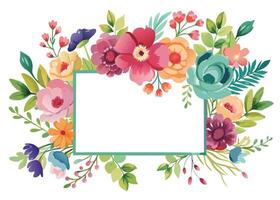 Rectangular watercolor flowers Frame Design for program card vector