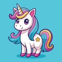 Adorable Rainbow Unicorn character in cartoon style for children vector