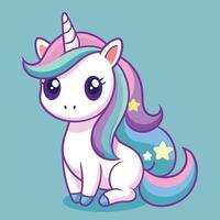 Adorable Rainbow Unicorn character in cartoon style for children vector