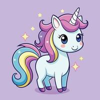 Adorable Rainbow Unicorn character in cartoon style for children vector
