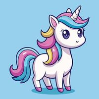 Adorable Rainbow Unicorn character in cartoon style for children vector