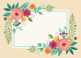 Rectangular watercolor flowers Frame Design for program card vector