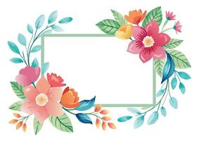 Rectangular watercolor flowers Frame Design for program card vector