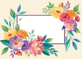 Rectangular watercolor flowers Frame Design for program card vector