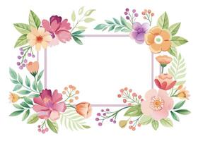 Rectangular watercolor flowers Frame Design for program card vector