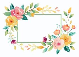 Rectangular watercolor flowers Frame Design for program card vector