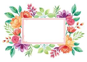 Rectangular watercolor flowers Frame Design for program card vector