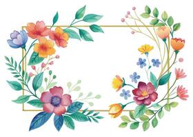 Rectangular watercolor flowers Frame Design for program card vector