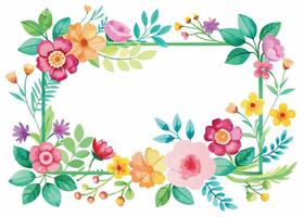 Rectangular watercolor flowers Frame Design for program card vector