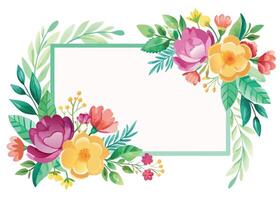 Rectangular watercolor flowers Frame Design for program card vector
