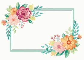 Rectangular watercolor flowers Frame Design for program card vector