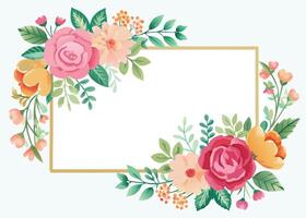Rectangular watercolor flowers Frame Design for program card vector