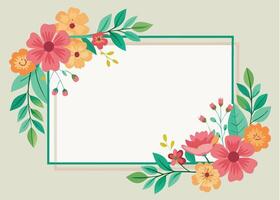 Rectangular watercolor flowers Frame Design for program card vector