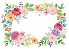 Rectangular watercolor flowers Frame Design for program card vector