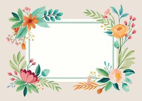Rectangular watercolor flowers Frame Design for program card vector